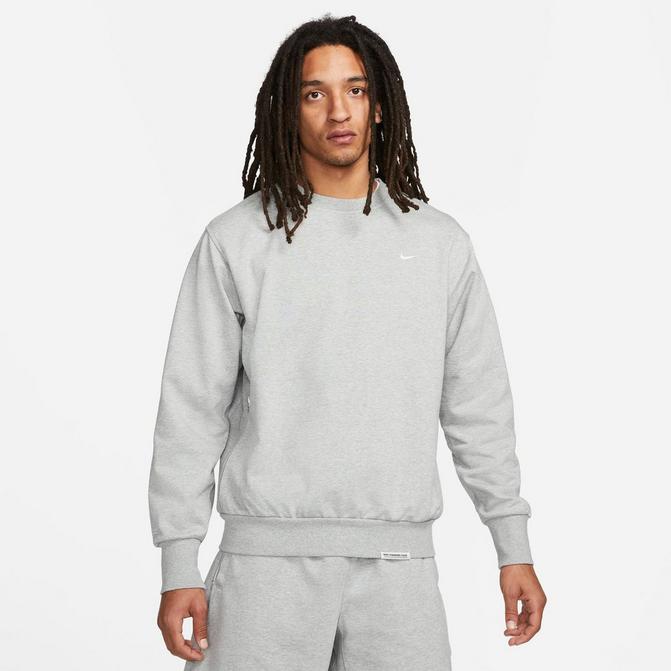 [angle] view of Men's Nike Dri-FIT Standard Issue Crewneck Sweatshirt in Dark Grey Heather/Pale Ivory Click to zoom