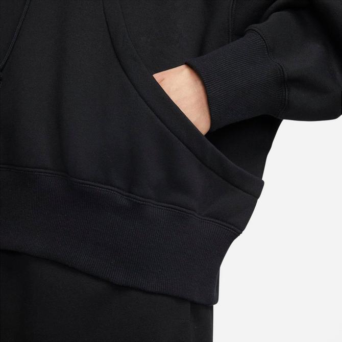 [angle] view of Women's Nike Sportswear Phoenix Fleece Over-Oversized Pullover Hoodie in Black/Sail Click to zoom