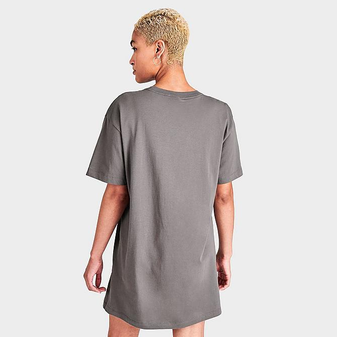Back Right view of Women's Nike Sportswear Short-Sleeve Graphic Dress in Cave Stone/White Click to zoom