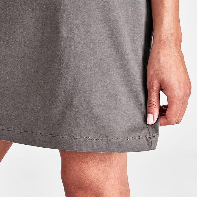 On Model 6 view of Women's Nike Sportswear Short-Sleeve Graphic Dress in Cave Stone/White Click to zoom