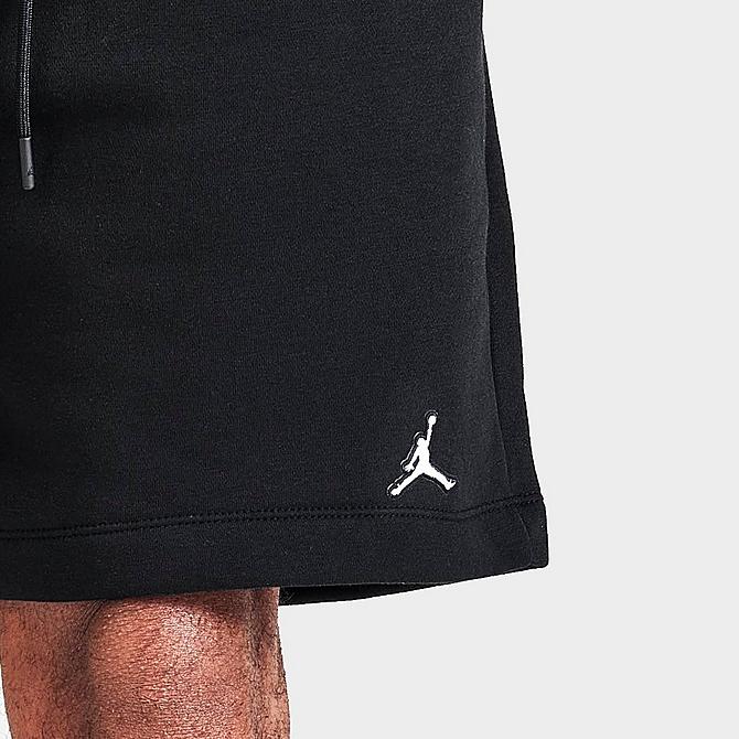 On Model 5 view of Men's Jordan Essential Jumpman Fleece Shorts in Black/White Click to zoom