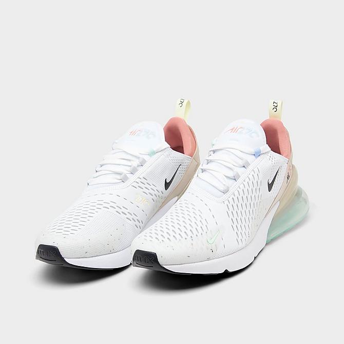 Three Quarter view of Men's Nike Air Max 270 SE Grind Casual Shoes in White/Black/Sanddrift/Pure Platinum/Light Madder Root/Light Marine Click to zoom