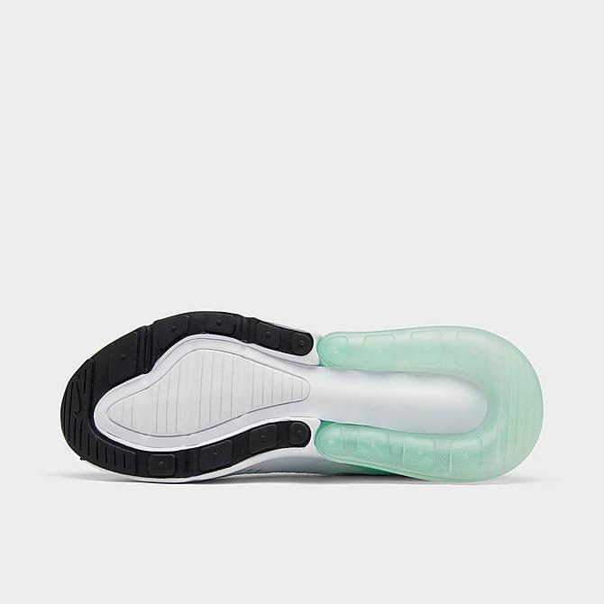 Bottom view of Women's Nike Air Max 270 SE Casual Shoes in White/Metallic Silver/Mint Foam Click to zoom