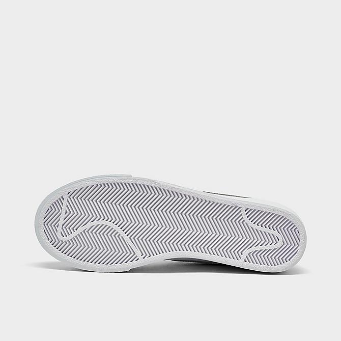 Bottom view of Women's Nike Blazer Low Platform SE Casual Shoes in White/Mint Foam/Siren Red/Metallic Silver Click to zoom