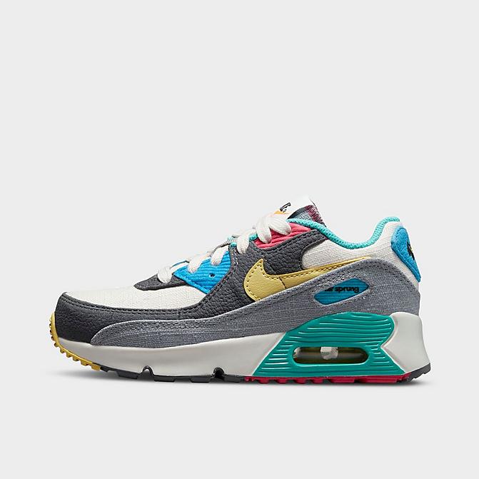 Right view of Little Kids' Nike Air Max 90 Casual Shoes in Phantom/Celery/Iron Grey/Rush Pink/Photo Blue Click to zoom