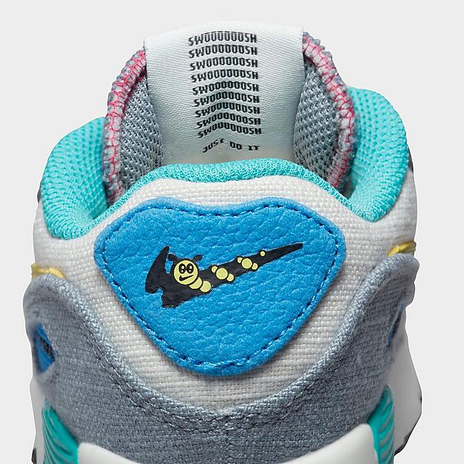 Front view of Little Kids' Nike Air Max 90 Casual Shoes in Phantom/Celery/Iron Grey/Rush Pink/Photo Blue Click to zoom