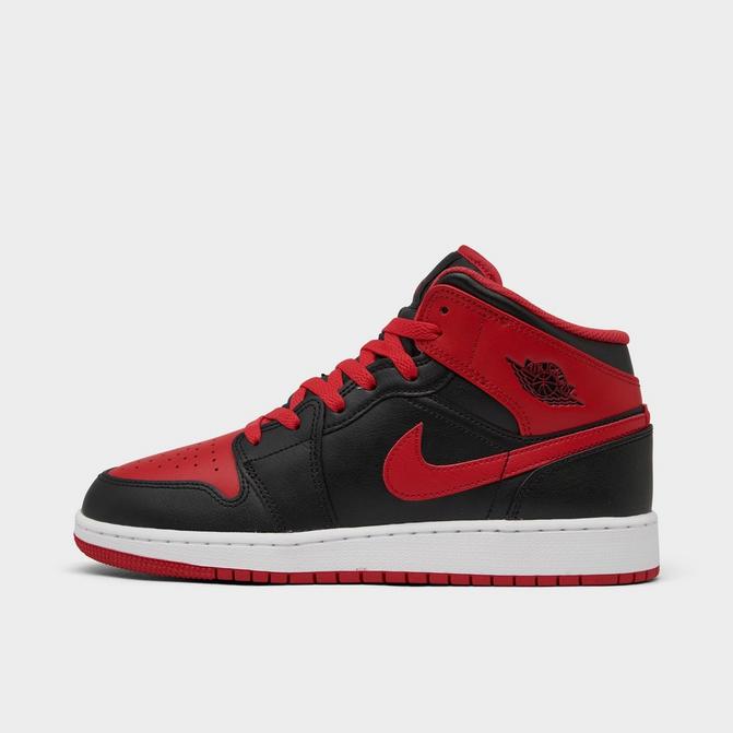  Nike Men's Air Jordan 1 Mid Sneaker, White/Black-red, 9