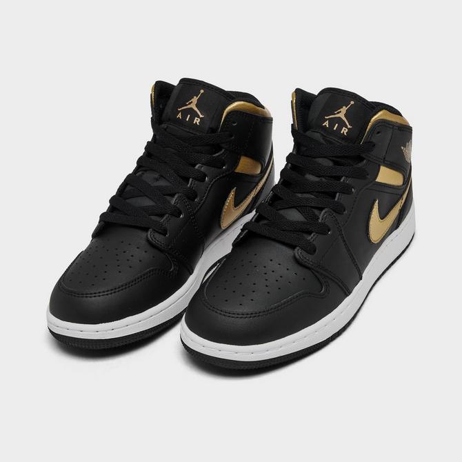 Air jordan 1 mid black metallic gold white online