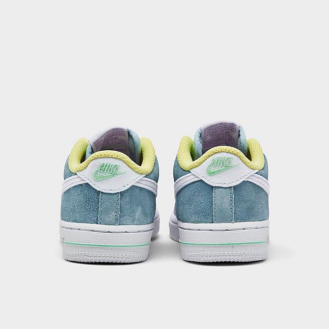 Left view of Kids' Toddler Nike Air Force 1 LV8 Casual Shoes in White/White/Light Zitron/Cucumber Calm Click to zoom