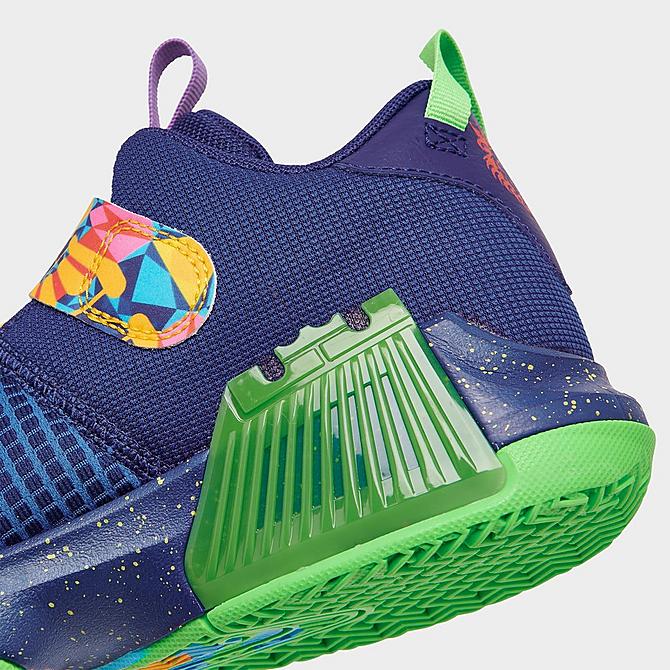 Front view of Little Kids' Nike LeBron Witness 7 Stretch Lace Basketball Shoes in Deep Royal Blue/White/Game Royal Click to zoom