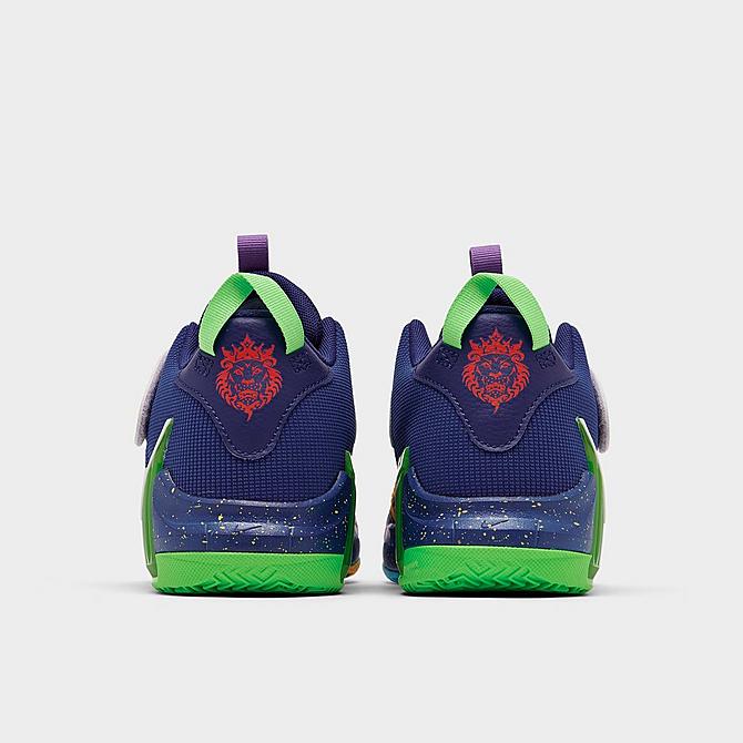 Left view of Little Kids' Nike LeBron Witness 7 Stretch Lace Basketball Shoes in Deep Royal Blue/White/Game Royal Click to zoom