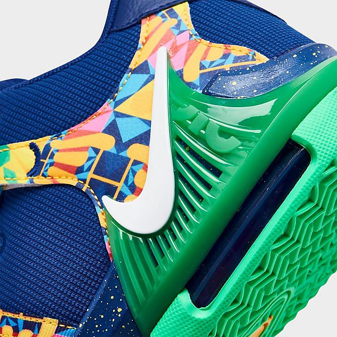 Front view of Big Kids' Nike LeBron Witness 7 Basketball Shoes in Deep Royal Blue/White/Game Royal/Electric Algae Click to zoom