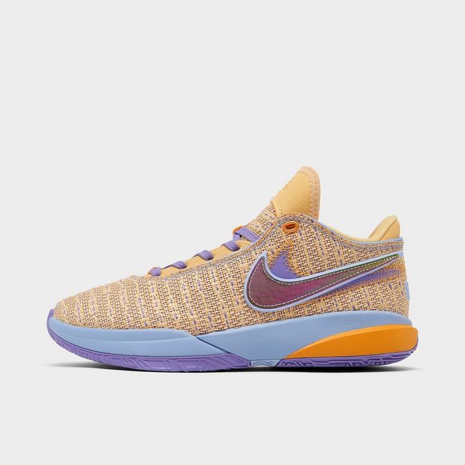 purple and gold youth basketball shoes