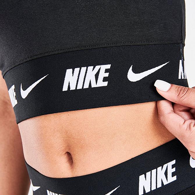 On Model 6 view of Women's Nike Sportswear Tape Crop Top in Black Click to zoom
