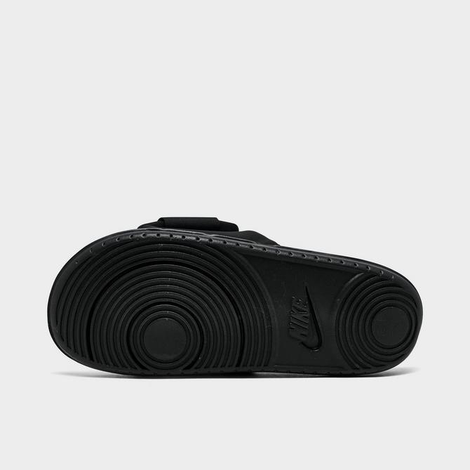 Bottom view of Men's Nike Offcourt Adjust Slide Sandals in Black/Black/White Click to zoom