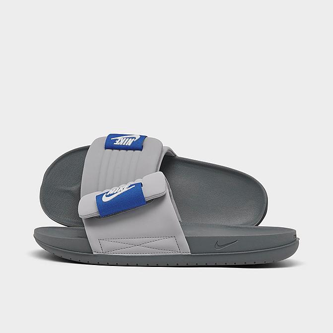 Right view of Men's Nike Offcourt Adjust Slide Sandals in Wolf Grey/Game Royal/Particle Grey/Summit White Click to zoom