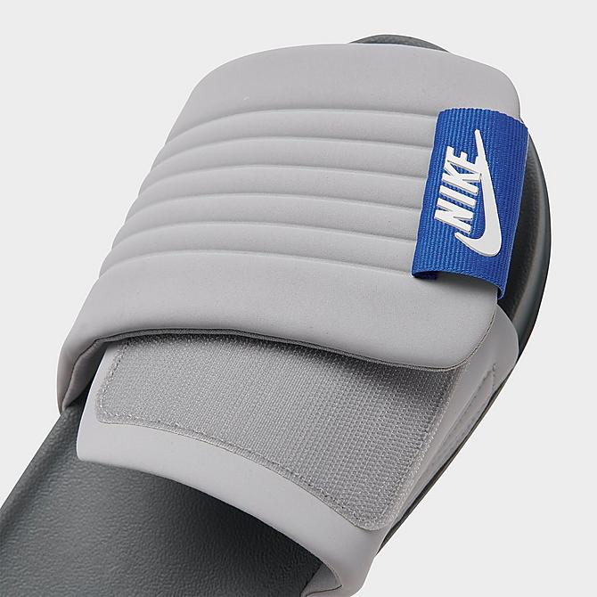 Front view of Men's Nike Offcourt Adjust Slide Sandals in Wolf Grey/Game Royal/Particle Grey/Summit White Click to zoom