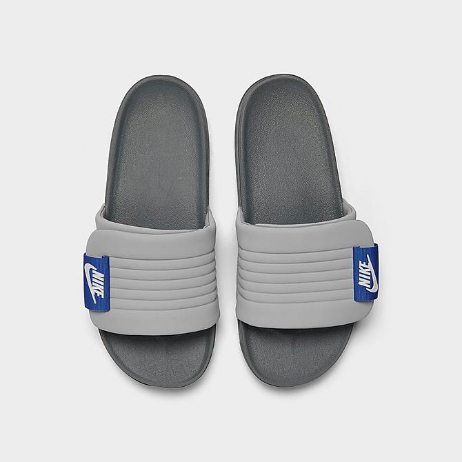 Back view of Men's Nike Offcourt Adjust Slide Sandals in Wolf Grey/Game Royal/Particle Grey/Summit White Click to zoom