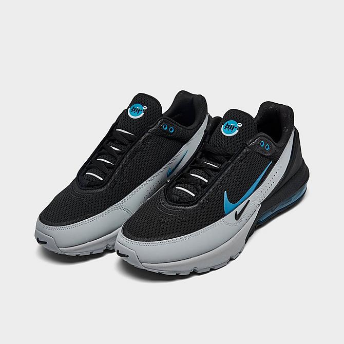 Three Quarter view of Men's Nike Air Max Pulse Casual Shoes in Black/Laser Blue/Light Smoke Grey Click to zoom