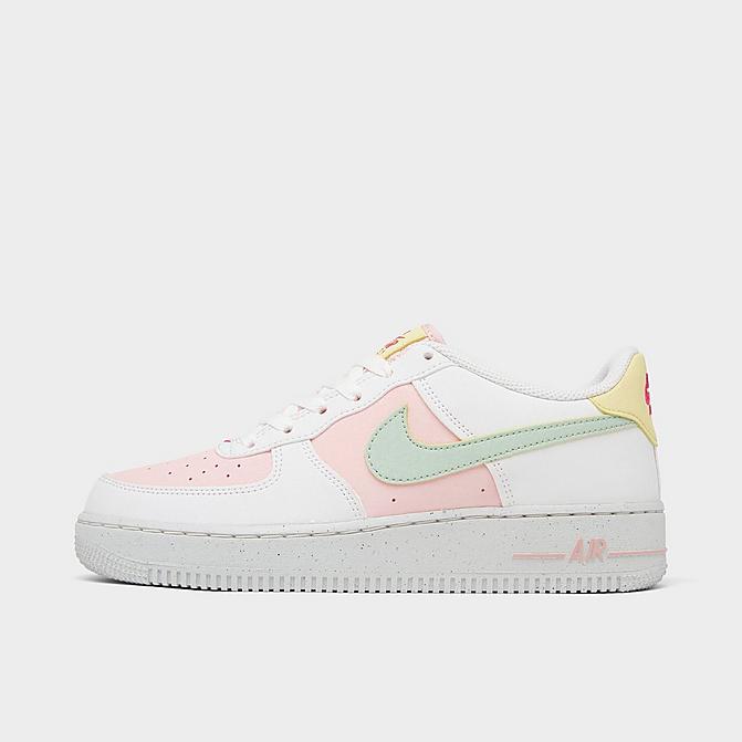 Right view of Big Kids' Nike Air Force 1 Impact Casual Shoes in Summit White/Seafoam/Atmosphere Click to zoom