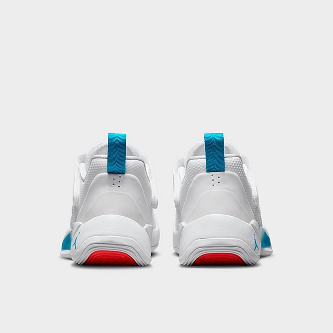 Left view of Little Kids' Jordan Luka 1 Basketball Shoes in White/Metallic Silver/Neo Turquoise Click to zoom