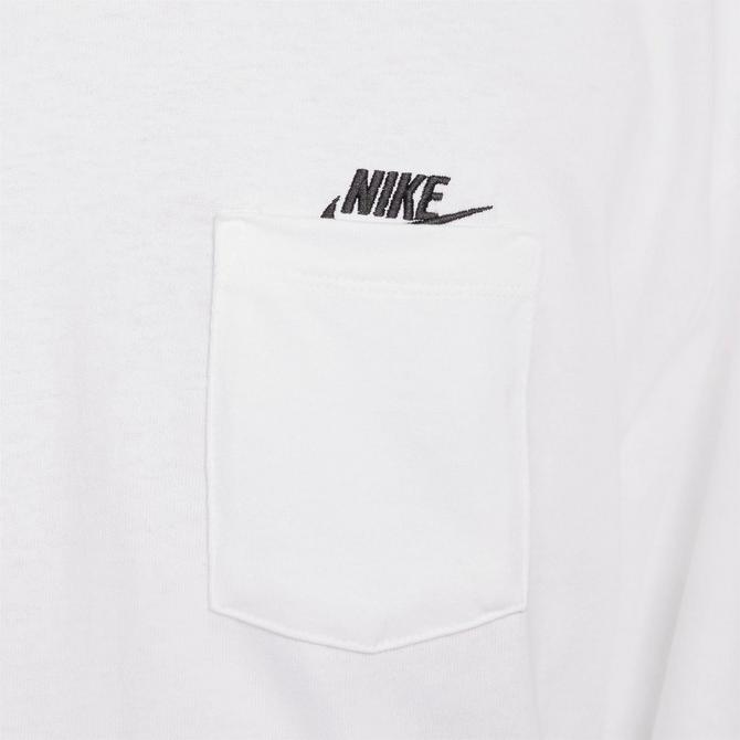 [angle] view of Men's Nike Sportswear Premium Essentials Long-Sleeve Pocket T-Shirt in White Click to zoom