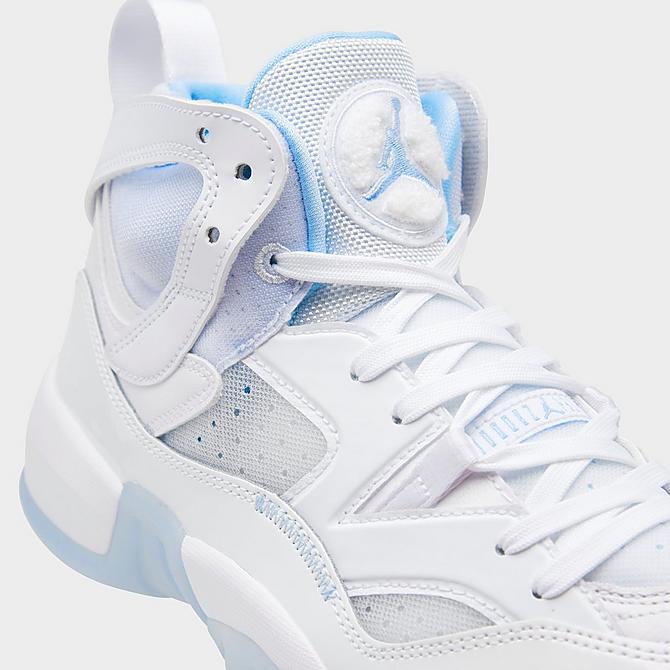 Front view of Women's Jordan Jumpman Two Trey Casual Shoes in White/Ice Blue Click to zoom