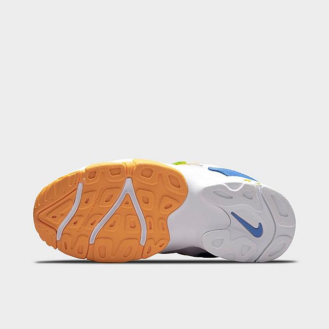 Bottom view of Big Kids’ Nike Air Speed Turf Casual Shoes in White/Medium Blue/University Gold/Atomic Green Click to zoom