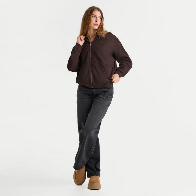 [angle] view of Women's DAILYSZN Full-Zip Hoodie in Black Coffee Click to zoom