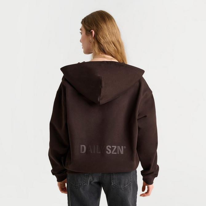 [angle] view of Women's DAILYSZN Full-Zip Hoodie in Black Coffee Click to zoom