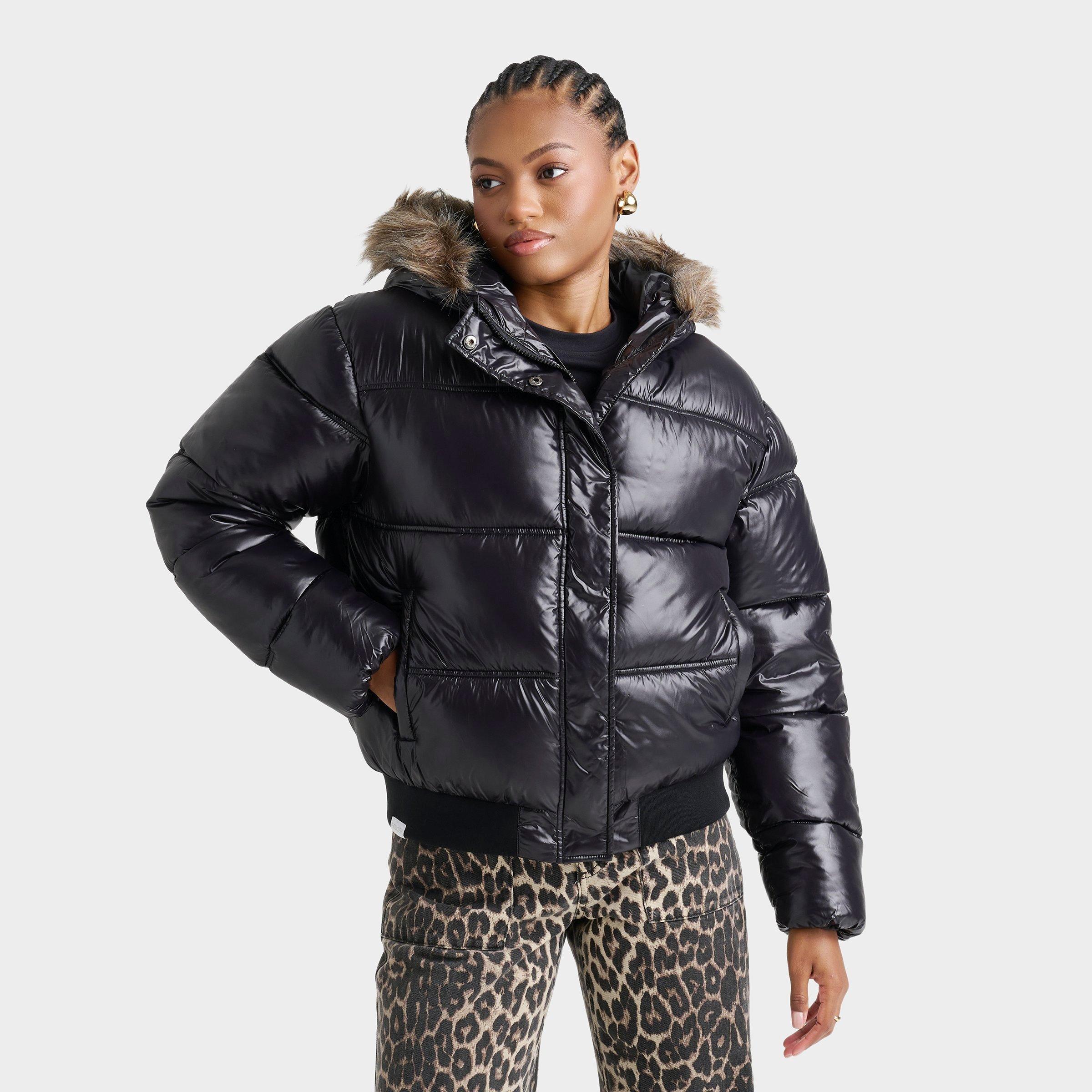 Women's DAILYSZN Auden Fur High-Shine Hooded Puffer Jacket