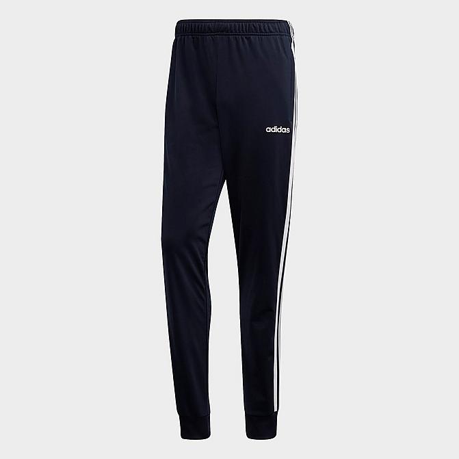 Front view of Men's adidas Essentials 3-Stripes Tapered Tricot Jogger Pants in Legend Ink/White Click to zoom