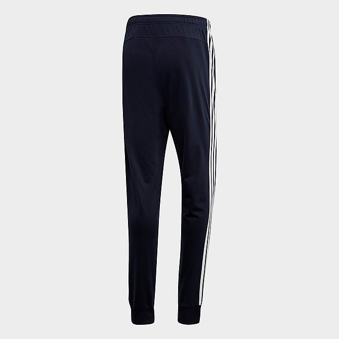 Front Three Quarter view of Men's adidas Essentials 3-Stripes Tapered Tricot Jogger Pants in Legend Ink/White Click to zoom