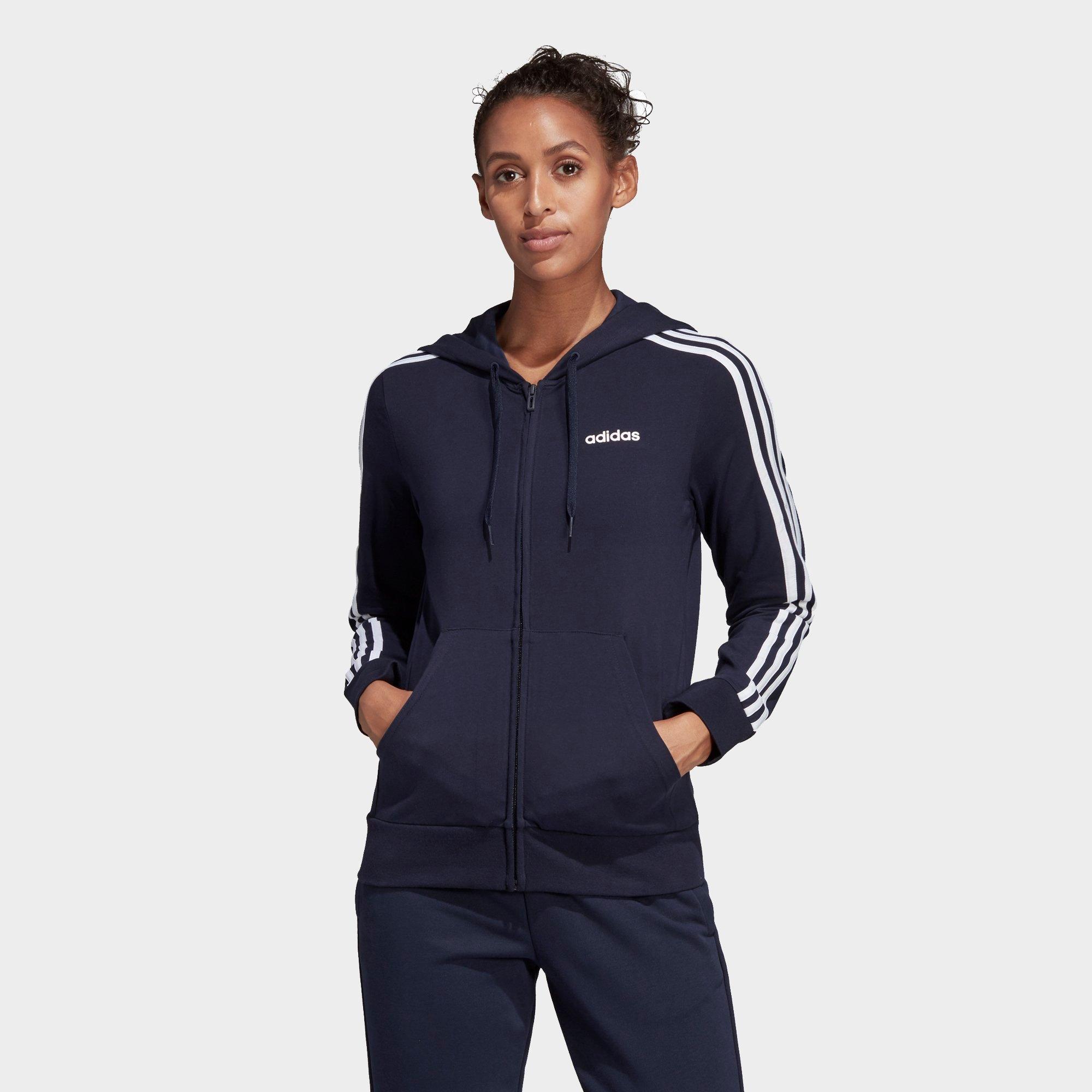 adidas essentials 3 stripe hoodie womens