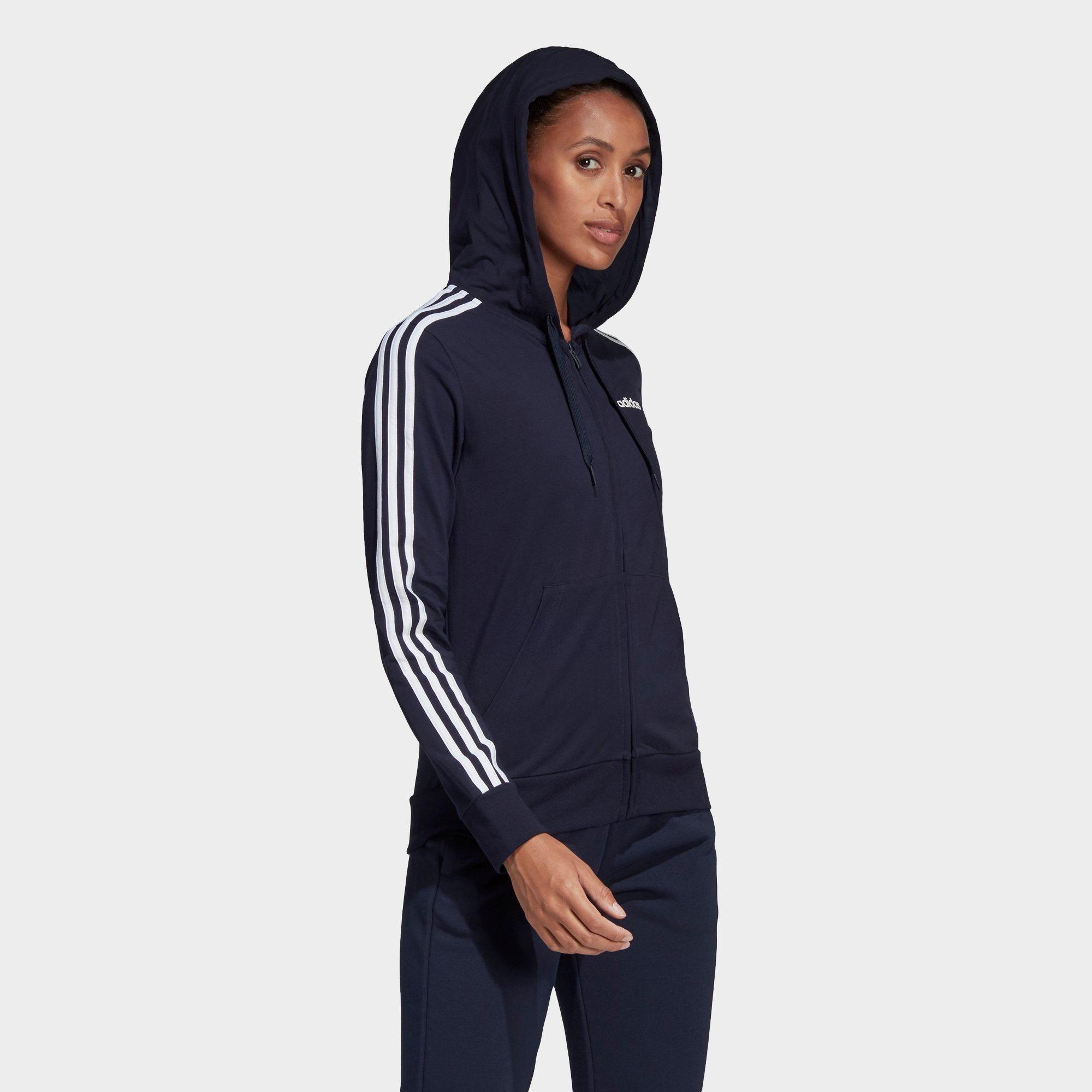 adidas essential 3 stripes full zip hoodie