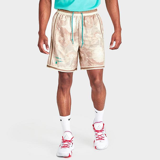 Front view of Men's Nike Dri-FIT DNA+ Printed Basketball Shorts in Hemp Click to zoom