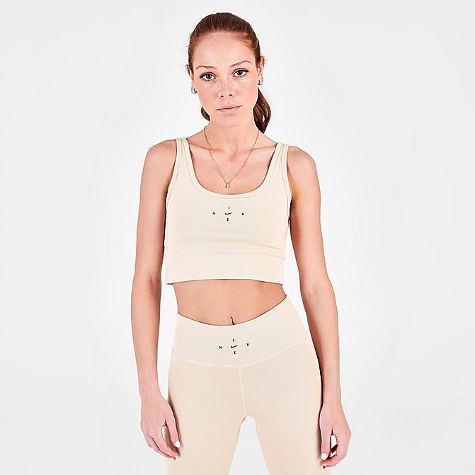 Front view of Women's Nike One Luxe Ribbed Tank in Sanddrift Click to zoom