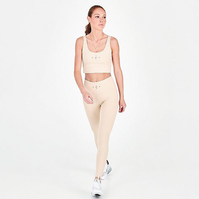 Front Three Quarter view of Women's Nike One Luxe Ribbed Tank in Sanddrift Click to zoom