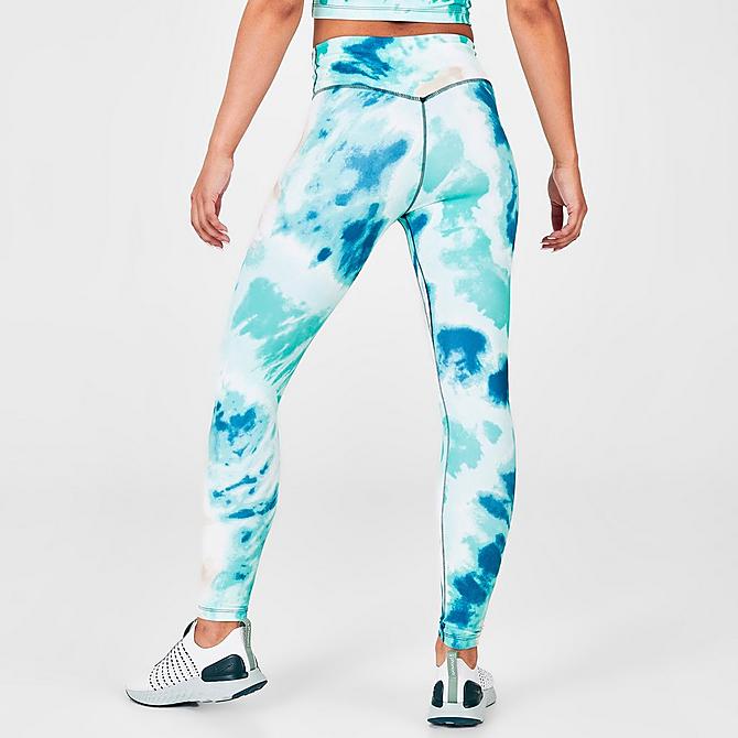 Back Right view of Women's Nike Dri-FIT One Tie-Dye Cropped Mid-Rise Leggings in Light Dew Click to zoom