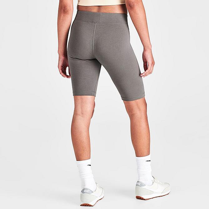 Back Right view of Women's Nike Sportswear Mid-Rise Bike Shorts in Cave Stone/White Click to zoom
