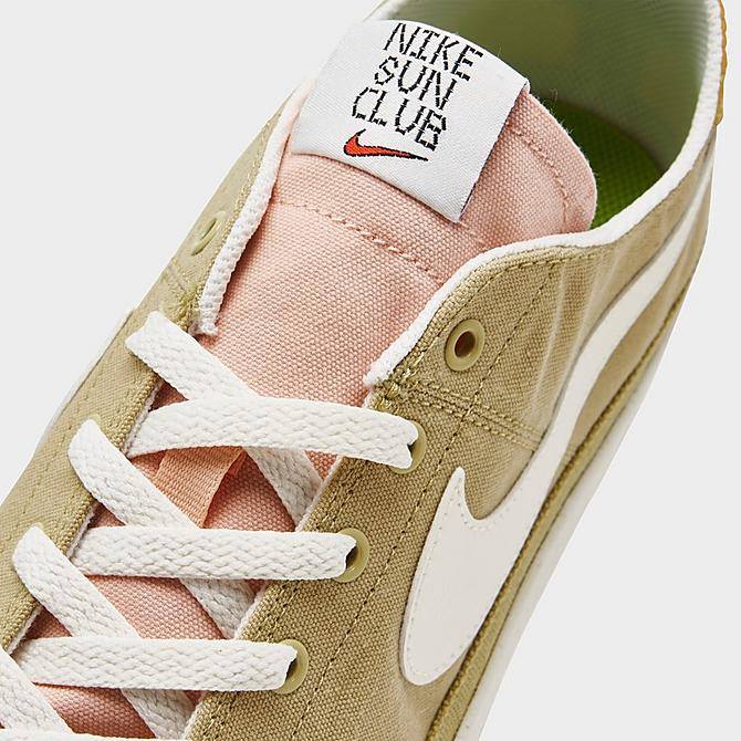 Front view of Men's Nike Court Legacy Canvas Low Next Nature Casual Shoes in Wheat Grass/Sail/Vivid Green/Black/Arctic Orange/Sanded Gold Click to zoom