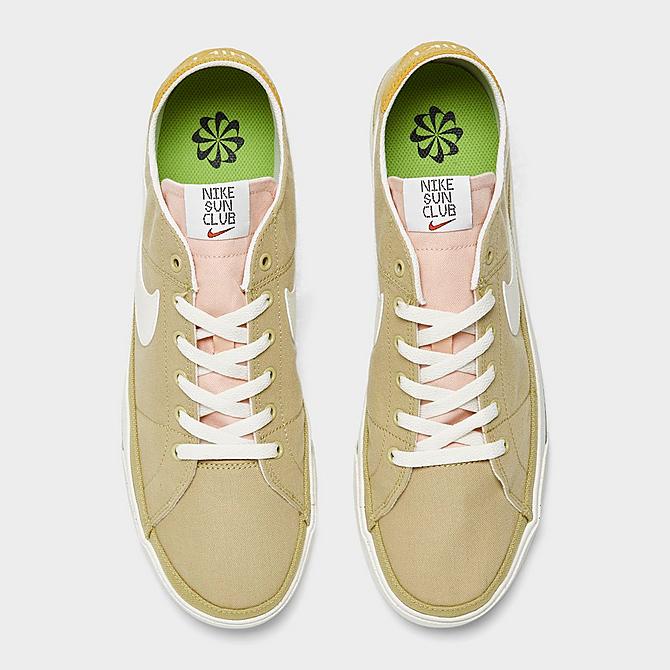 Back view of Men's Nike Court Legacy Canvas Low Next Nature Casual Shoes in Wheat Grass/Sail/Vivid Green/Black/Arctic Orange/Sanded Gold Click to zoom