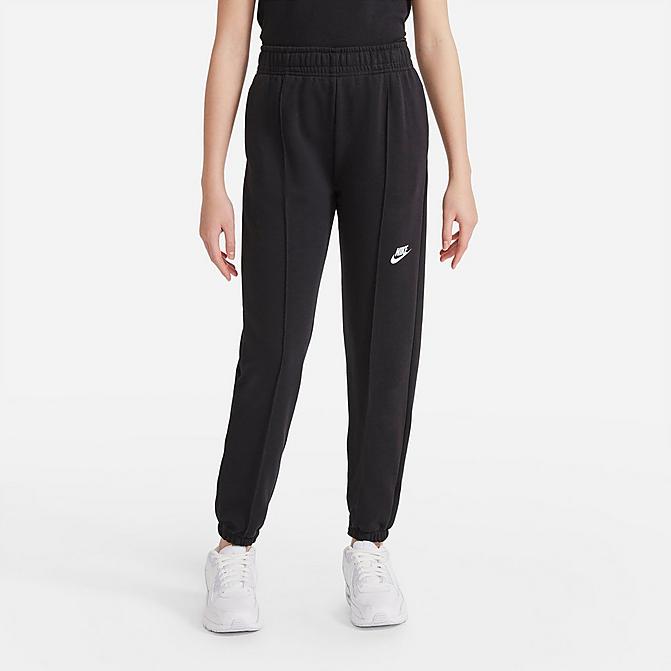 Front view of Girls' Nike Sportswear French Terry Dance Jogger Pants in Black Click to zoom