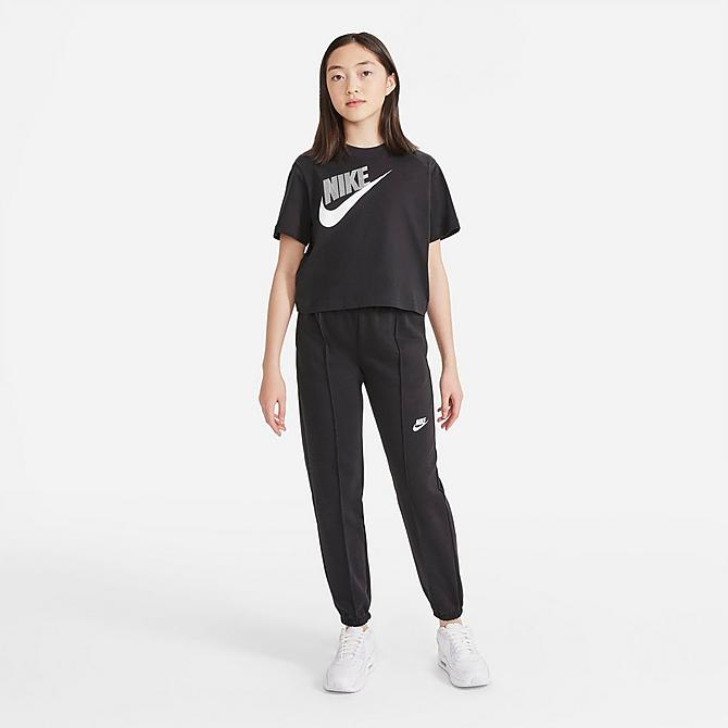 Back Left view of Girls' Nike Sportswear French Terry Dance Jogger Pants in Black Click to zoom