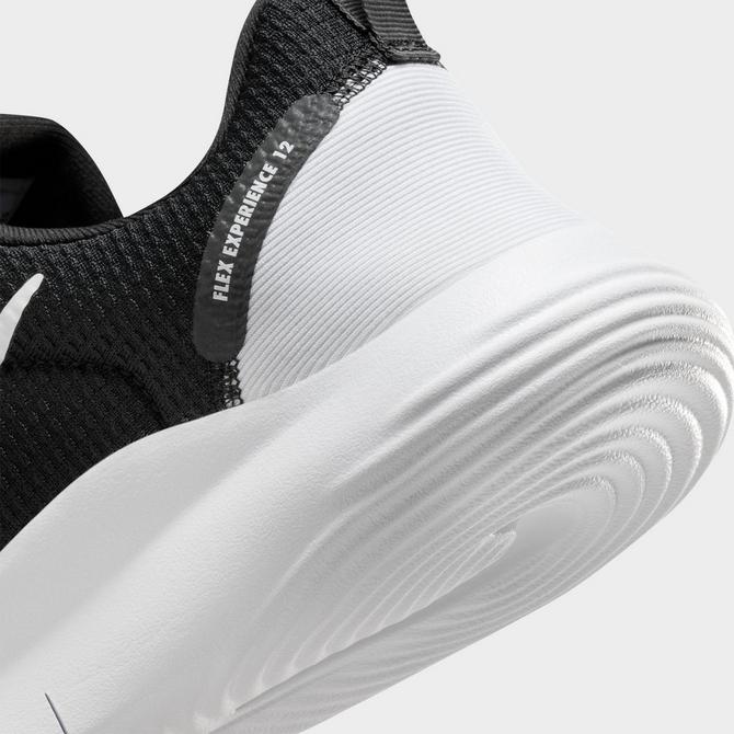 Front view of Men's Nike Flex Experience Run 12 Running Shoes in Black/Dark Smoke Grey/White Click to zoom
