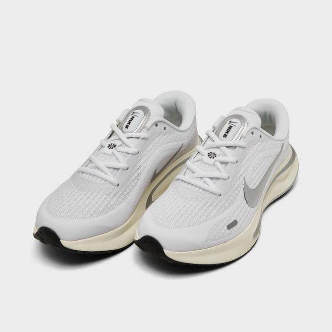 Three Quarter view of Women's Nike Flex Experience Run 12 Running Shoes in White/Metallic Silver/Sail/Coconut Milk Click to zoom