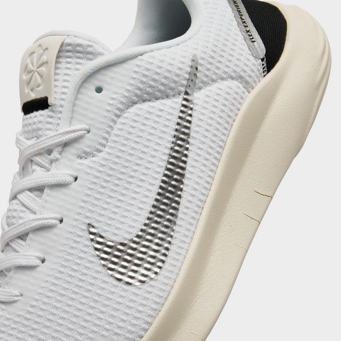 Front view of Women's Nike Flex Experience Run 12 Running Shoes in White/Metallic Silver/Sail/Coconut Milk Click to zoom