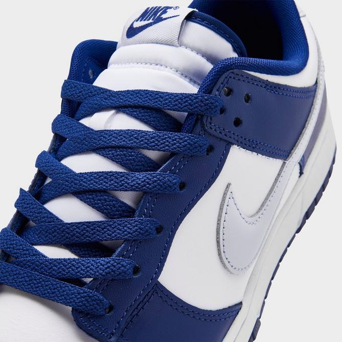 Front view of Nike Dunk Low Retro Casual Shoes in Deep Royal Blue/Football Grey/White Click to zoom