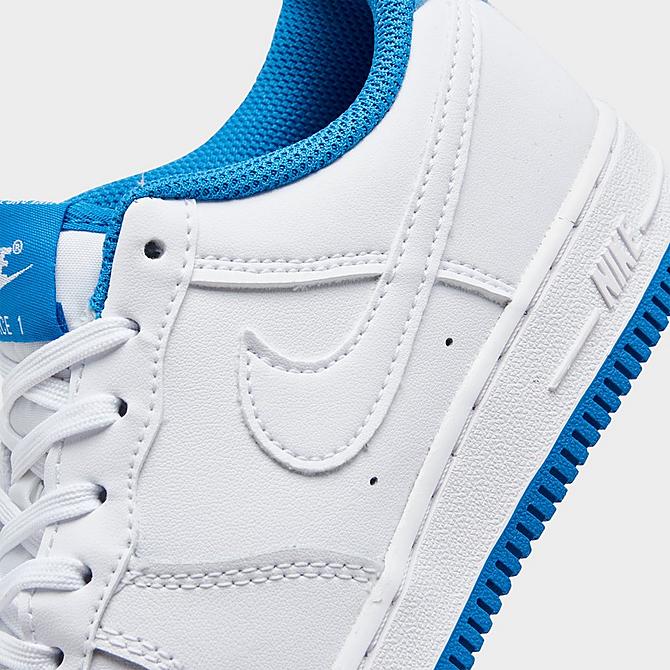 Front view of Little Kids' Nike Force 1 Casual Shoes in White/White/Light Photo Blue Click to zoom