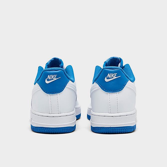 Left view of Little Kids' Nike Force 1 Casual Shoes in White/White/Light Photo Blue Click to zoom